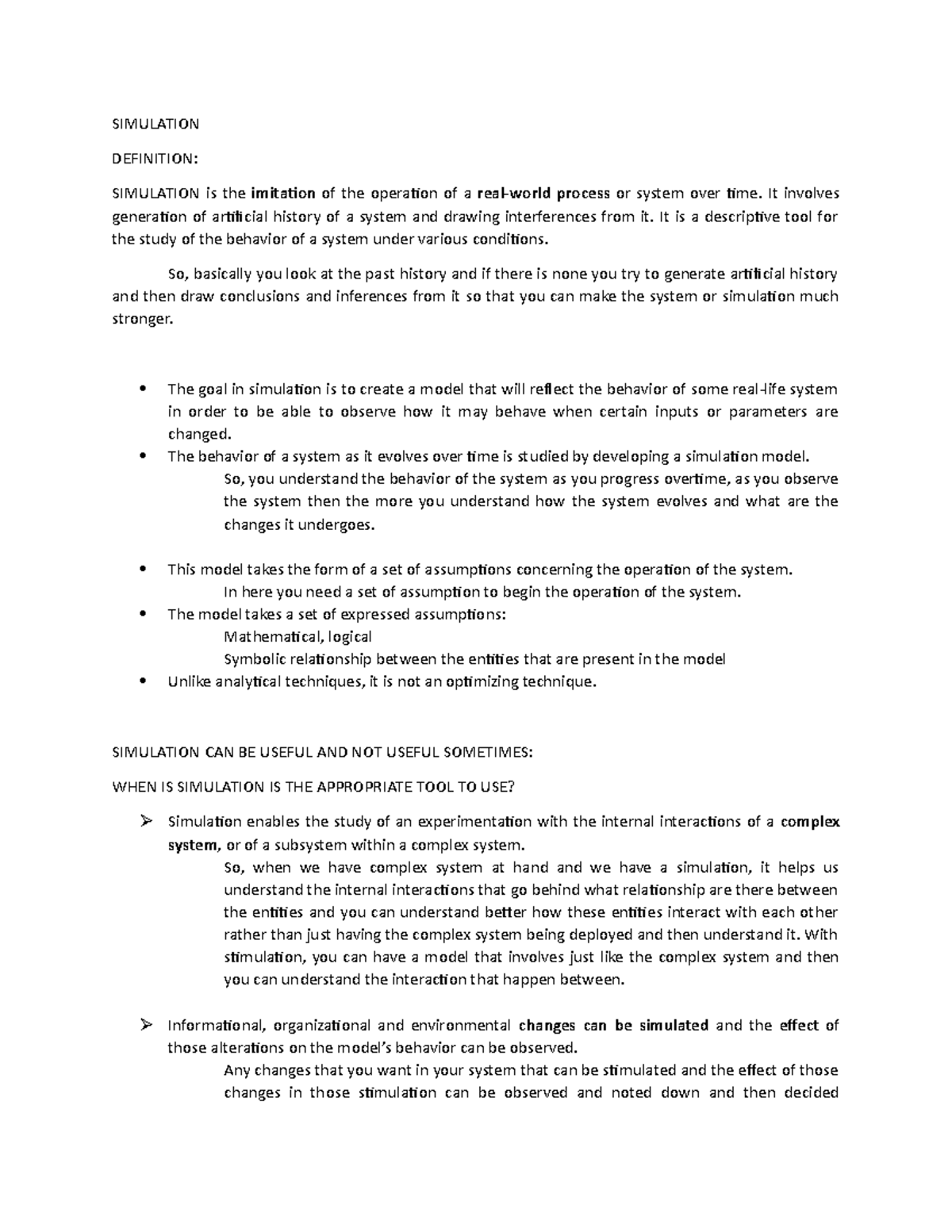 Systems Simulation SIMULATION DEFINITION SIMULATION is the