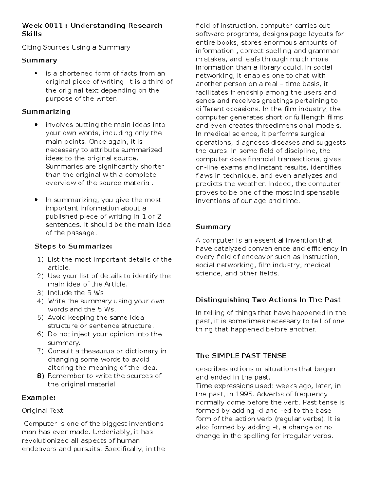 WEEK 1 2nd sem DSGLMSD; Week 0011 Understanding Research Skills