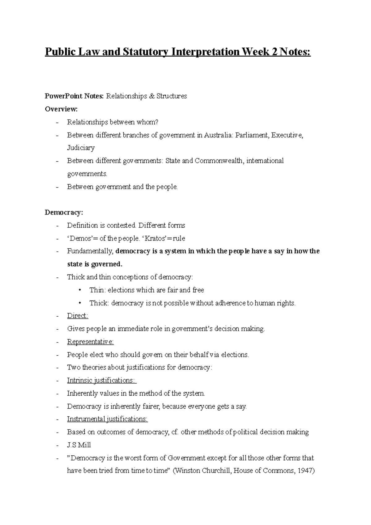 Public Law and Statutory Interpretation Week 2 Notes - Between ...