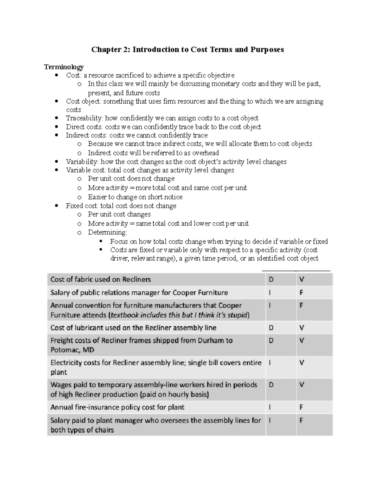 Chapter 2 - Intro to cost terms - Chapter 2: Introduction to Cost Terms ...