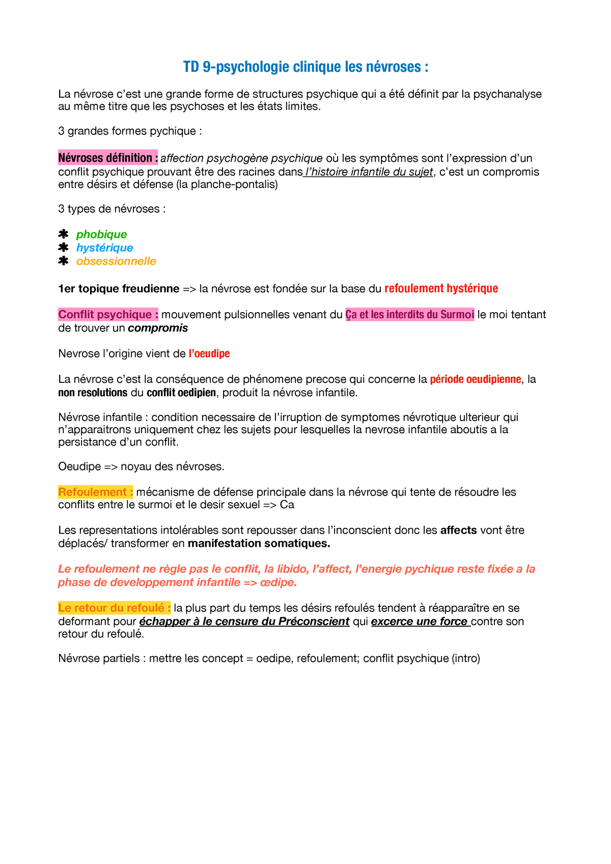 TD 9- psycho cliniq pdf - TD sur les névroses hystériques ...