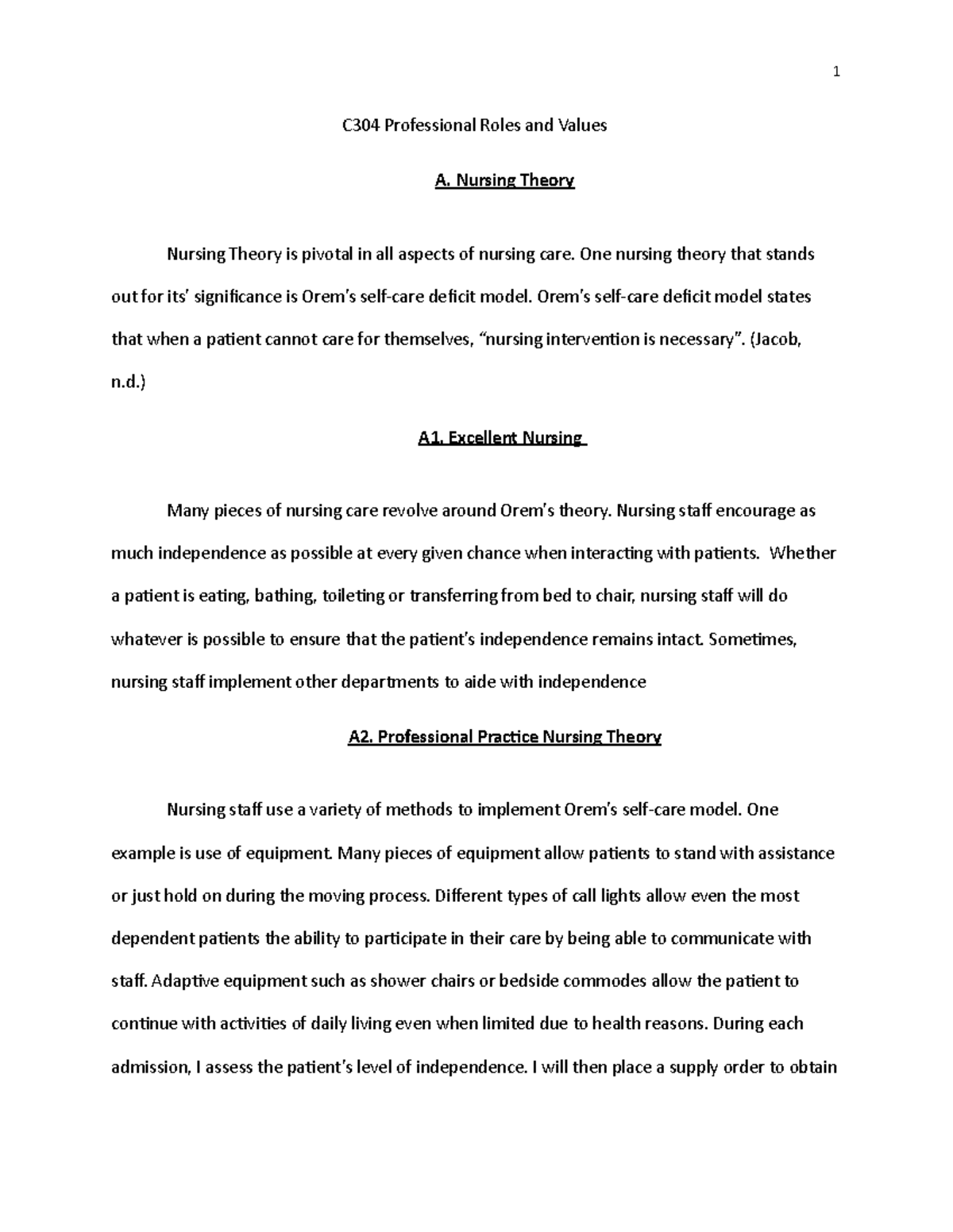 C304 Task 1.docx Professional values - C304 Professional Roles and ...