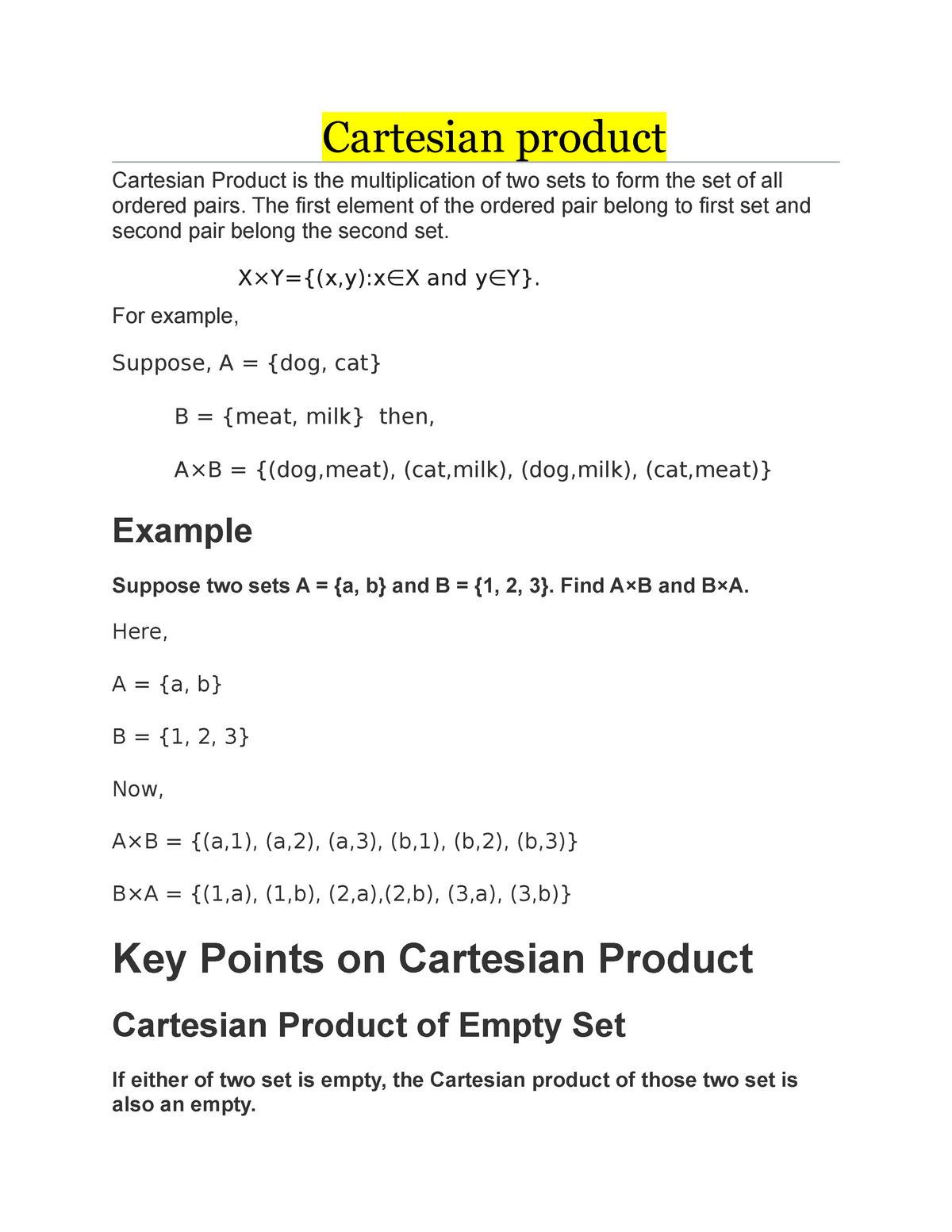 Cartesian Product And Relations - Cartesian Product Cartesian Product ...