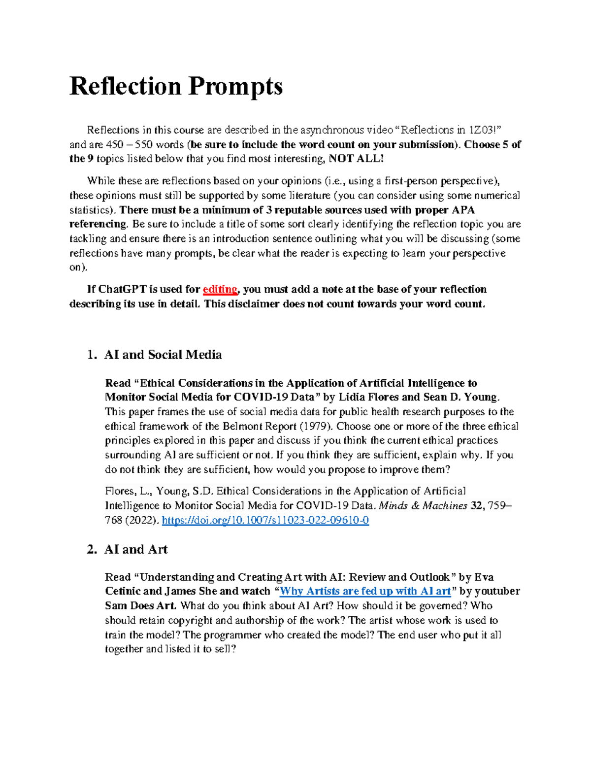 Reflection Prompts Fall 2023 - Reflection Prompts Reflections in this ...