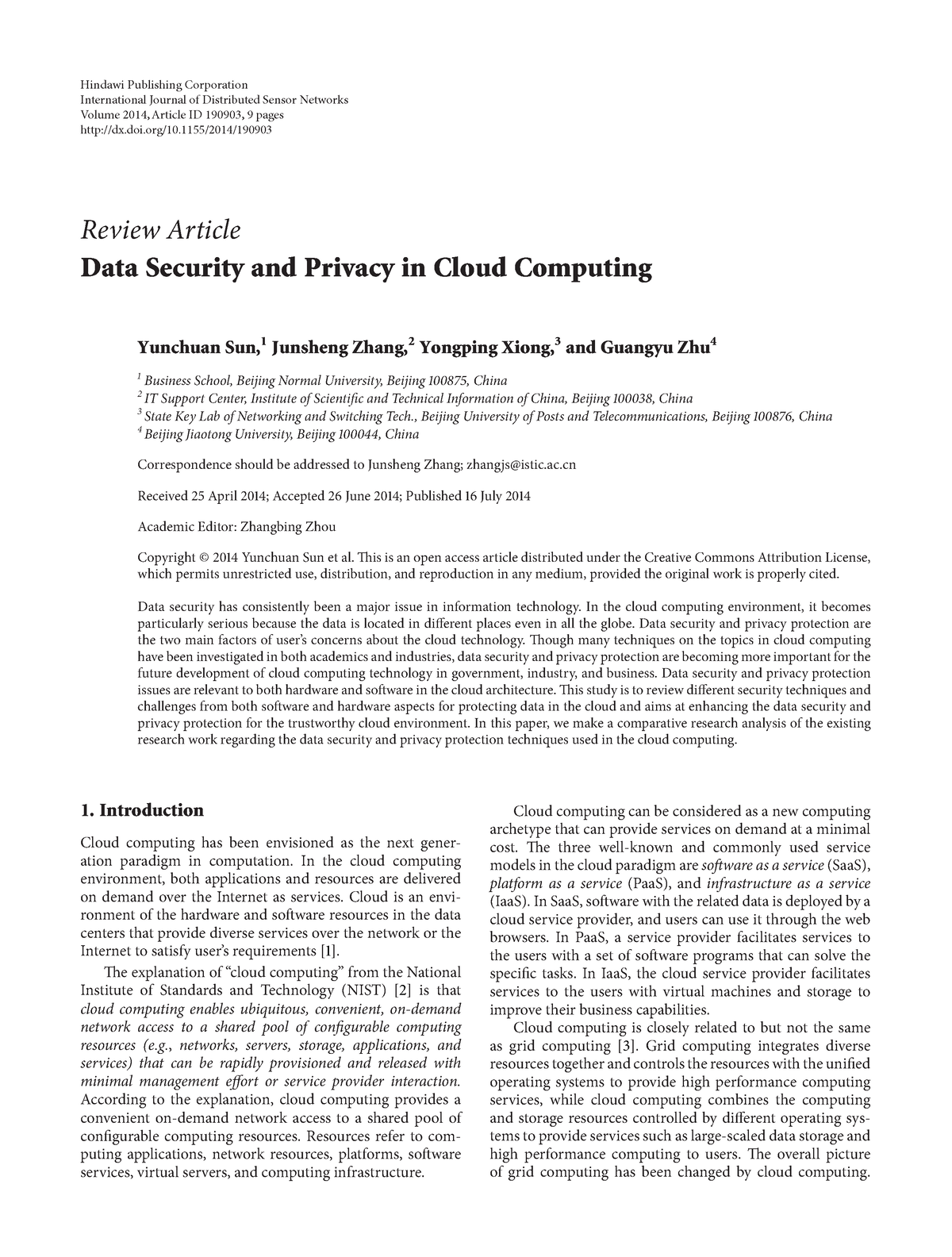 data security in cloud computing research papers 2021