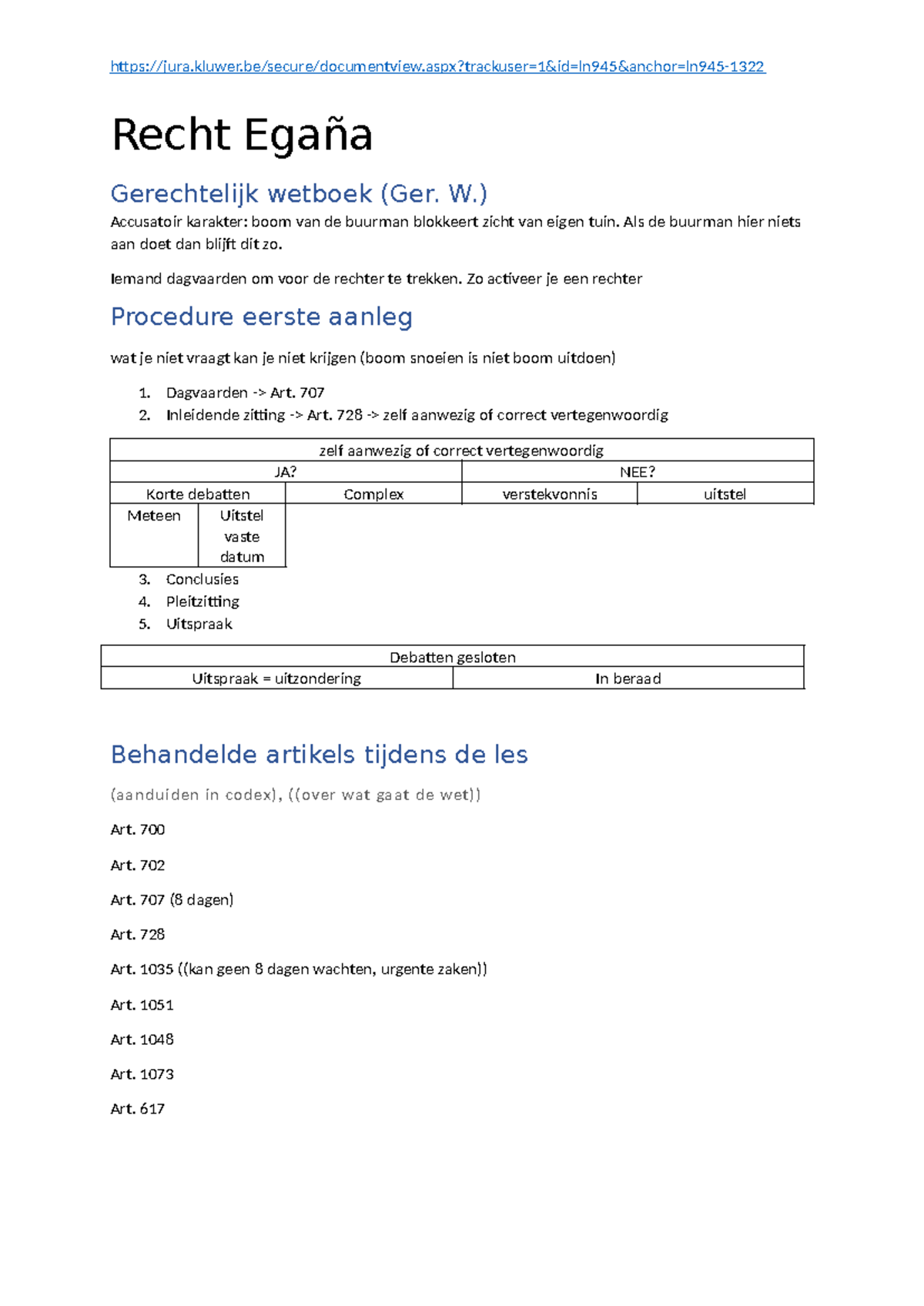 Vastgoedrecht Lesvatting - Recht Egaña Gerechtelijk Wetboek (Ger. W ...