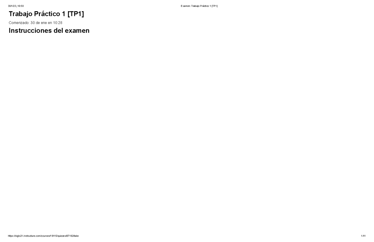 Examen Trabajo Práctico 1 Tp1 Trabajo Práctico 1 Tp1 Comenzado 30 De Ene En 10 7571