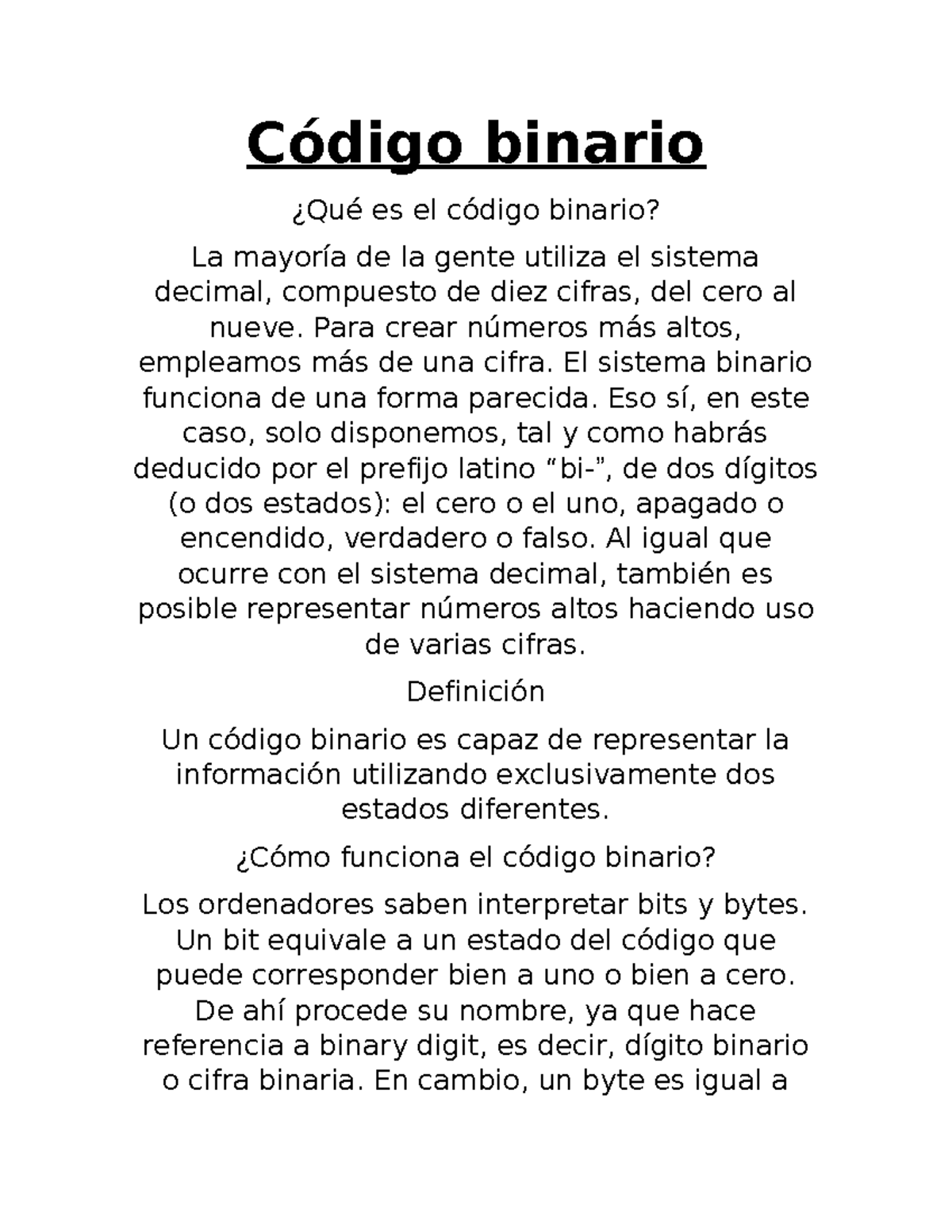 Código binario - Espero sirva - Código binario ¿Qué es el código ...