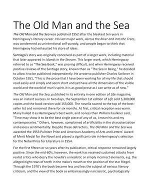 The Old Man and The Sea Summary | Character Sketch of Santiago & Manolin |  Ernest Hemingway