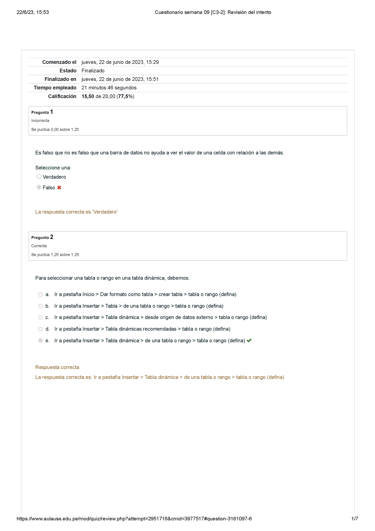 Cuestionario Semana 09 [C3-2] Revisión Del Intento - Comenzado El ...
