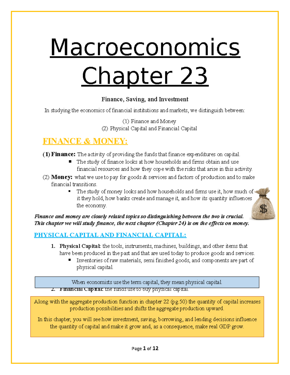 Macroeconomics Chapter 23 - Macroeconomics Chapter 23 Finance, Saving ...