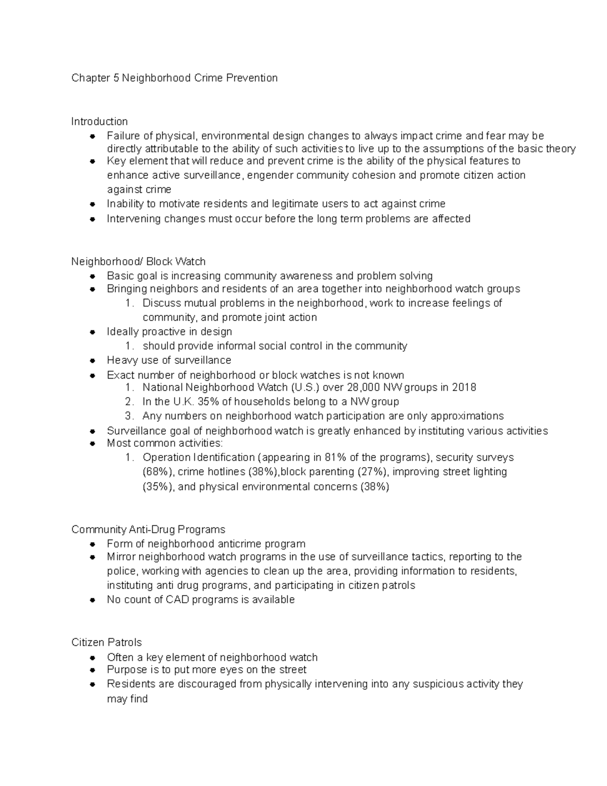 Chapter 5 Neighborhood Crime Prevention Chapter 5 Neighborhood Crime