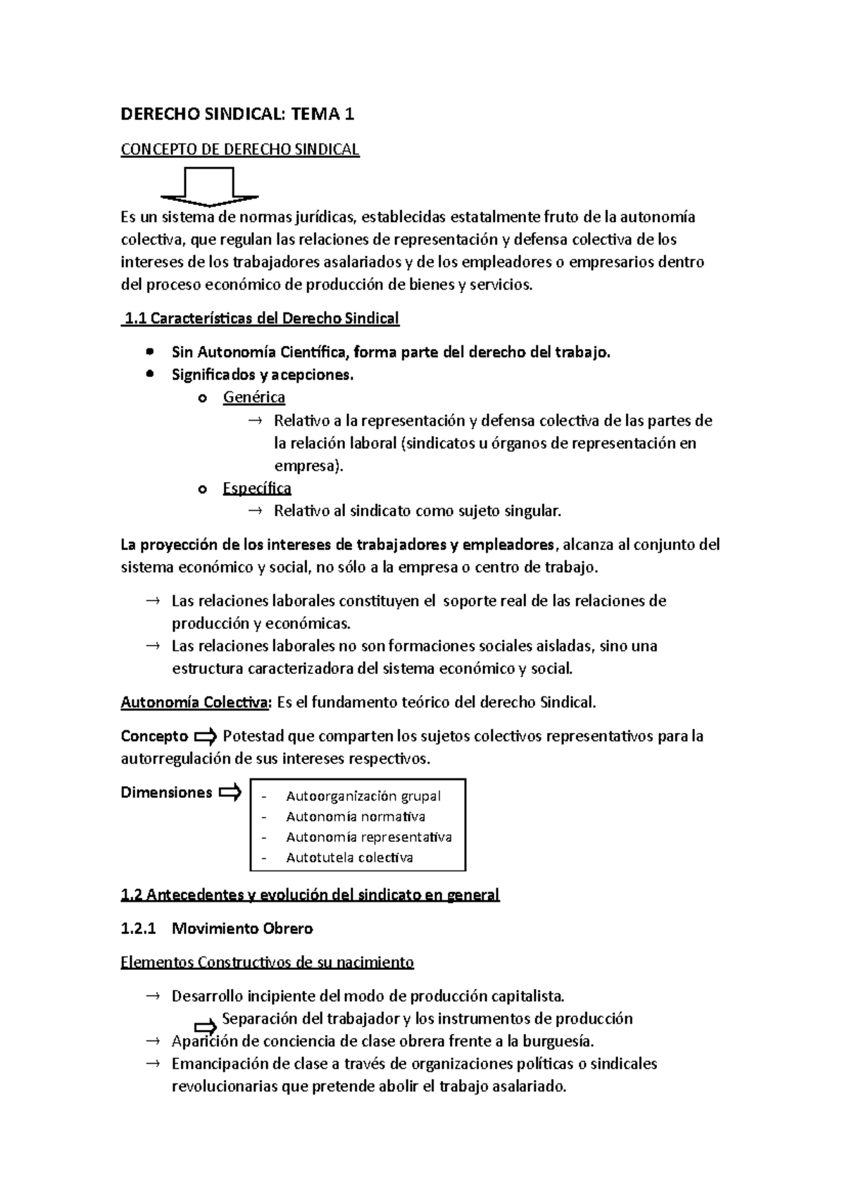 Derecho Sindical-TEMA 1 - DERECHO SINDICAL: TEMA 1 CONCEPTO DE DERECHO ...