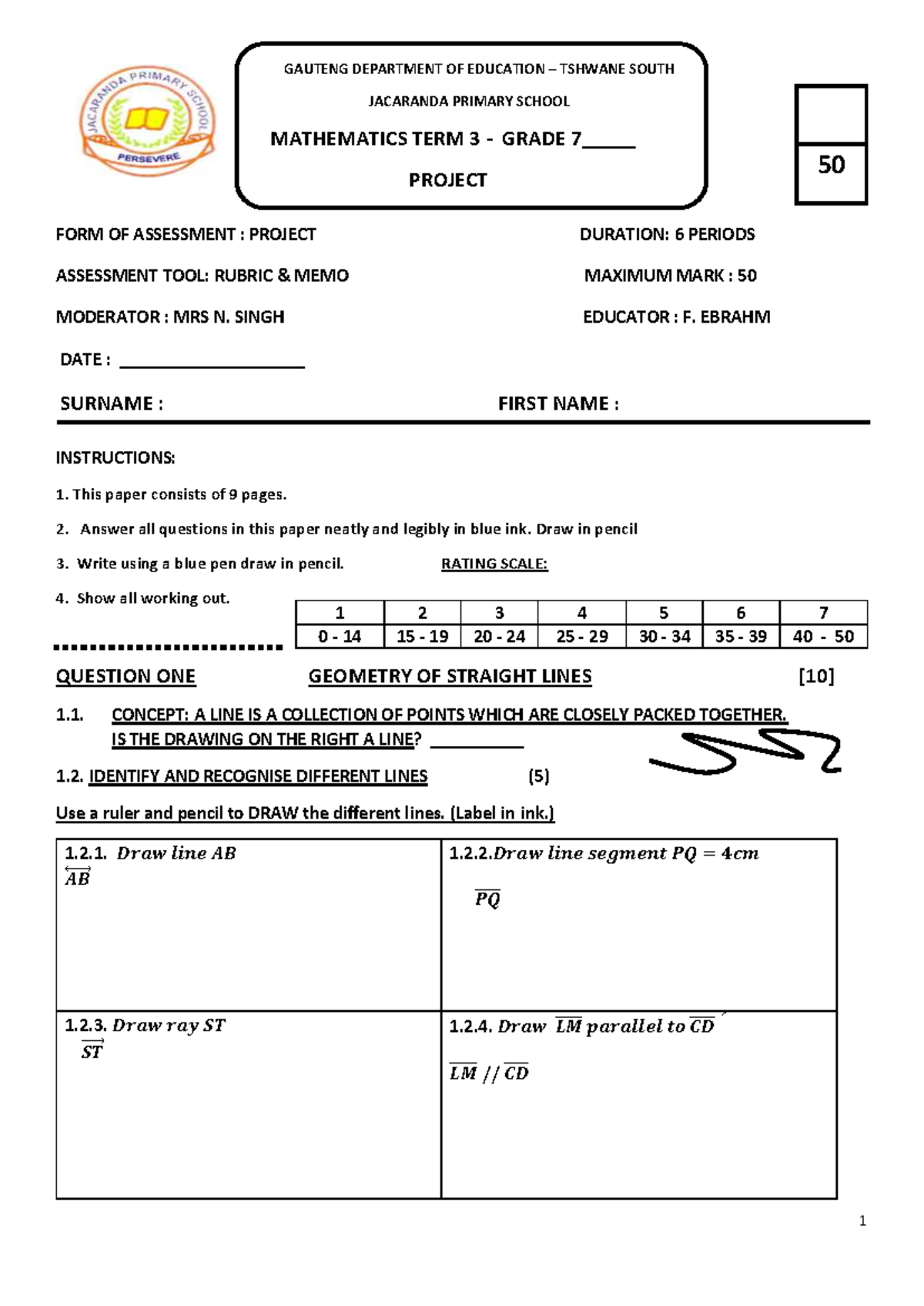 Mathematics Education Major Subject - FORM OF ASSESSMENT : PROJECT ...