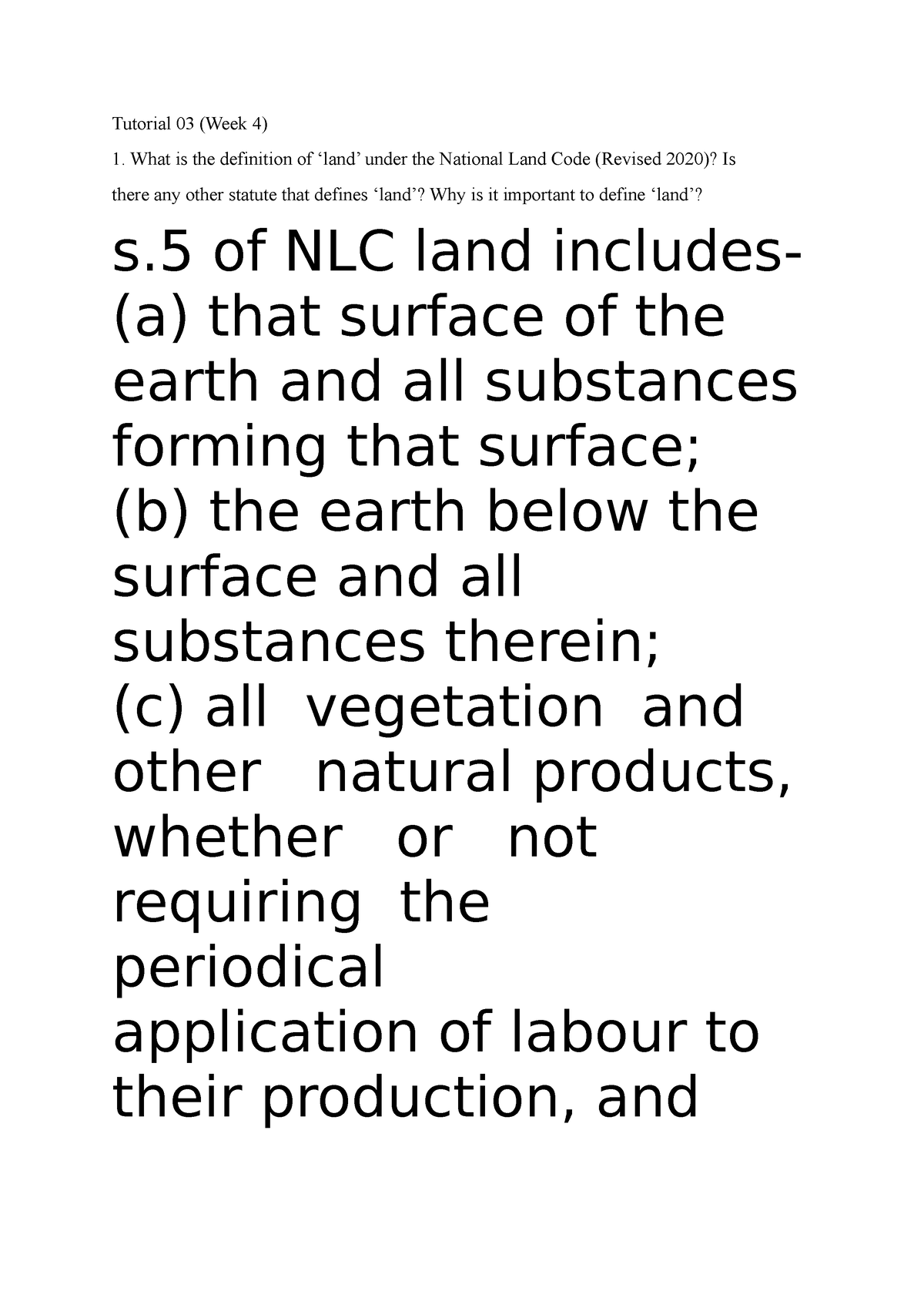 Land Law Tuto 2 Definition Of Land Land Law I MMU Studocu