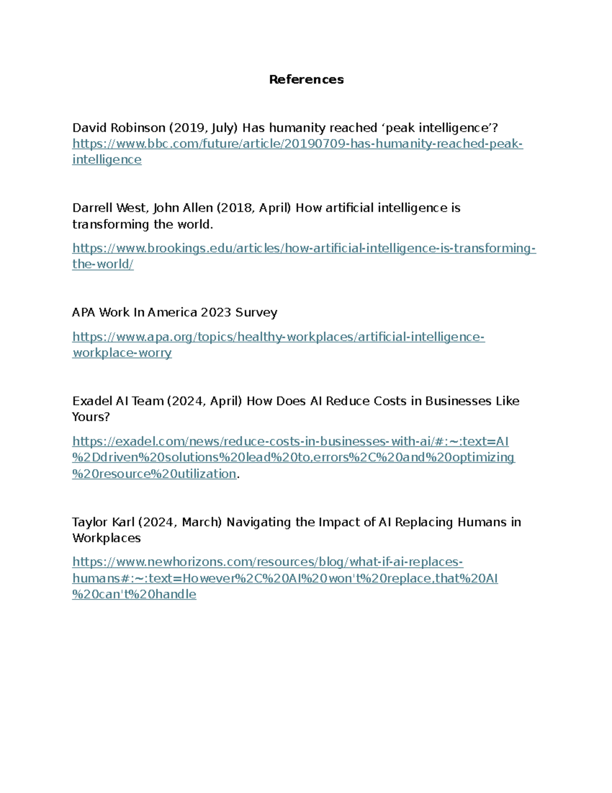 Citation Page - sample - References David Robinson (2019, July) Has ...