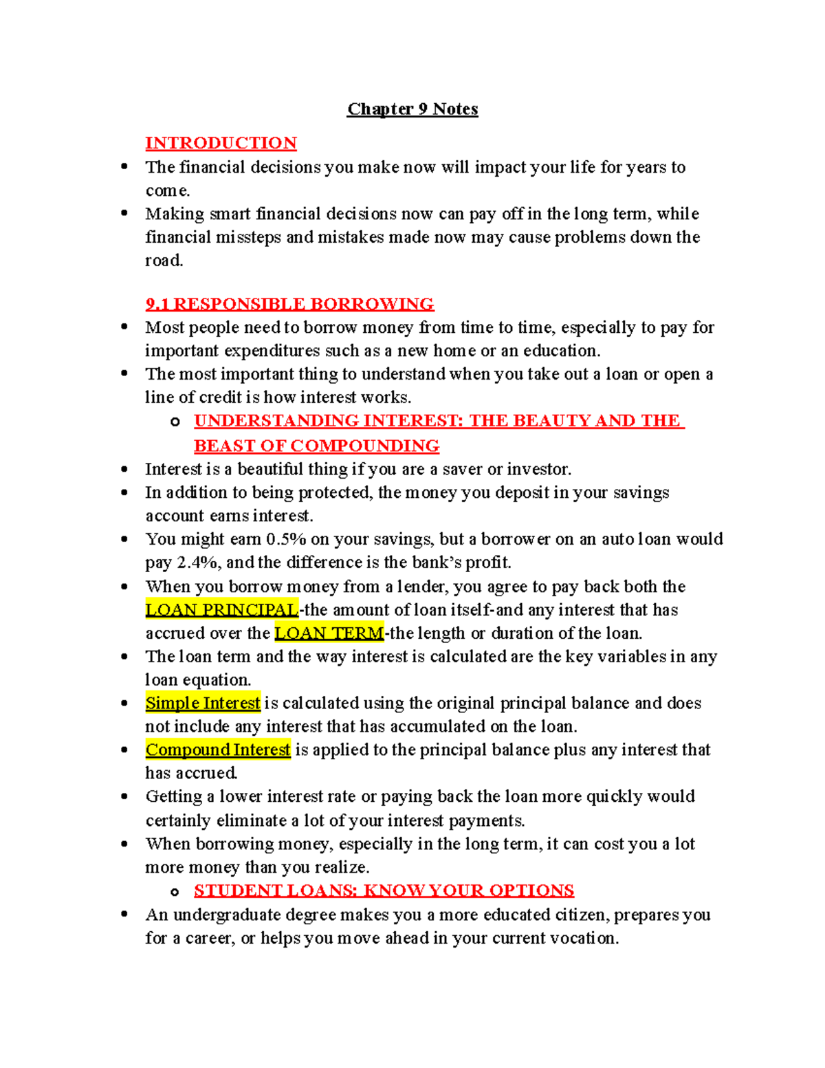 Chapter 9 Notes - Chapter 9 Notes INTRODUCTION The financial decisions ...