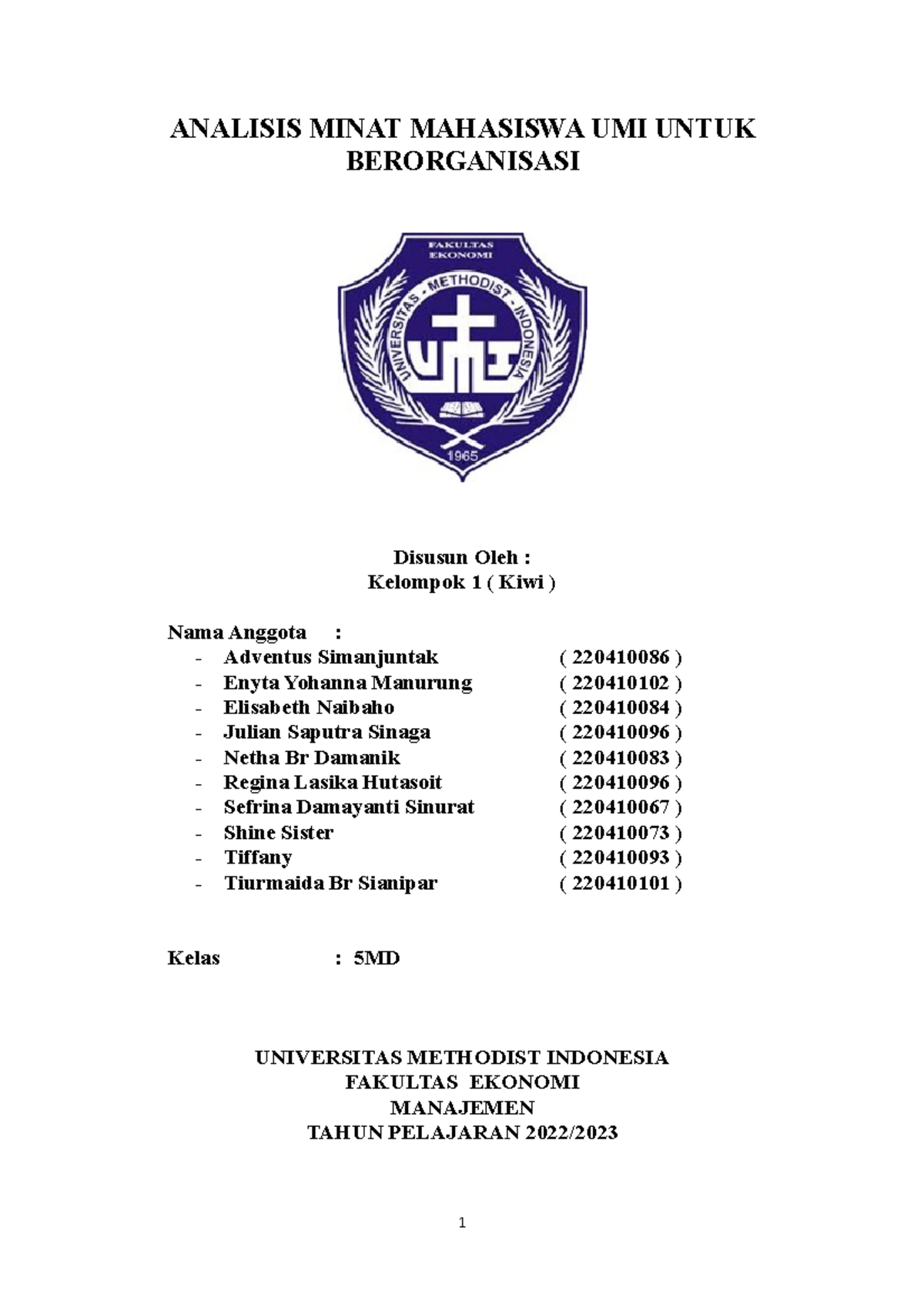 Analisis Minat Mahasiswa - ANALISIS MINAT MAHASISWA UMI UNTUK ...