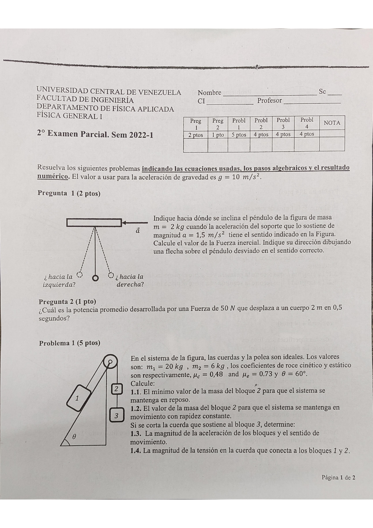 Parcial Dinamica - Fisica General I - Studocu