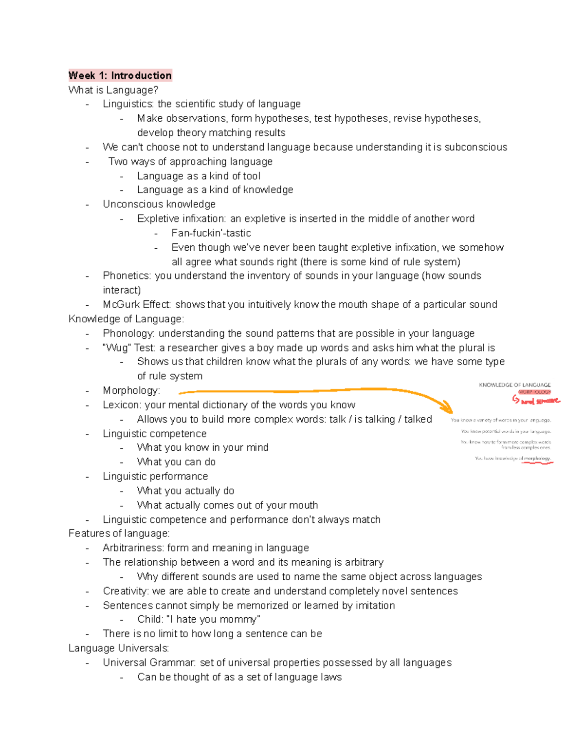 Final Guide 3 - notes - :HHN ,QWURGXFWLRQ :KDW LV /DQJXDJH" - Studocu