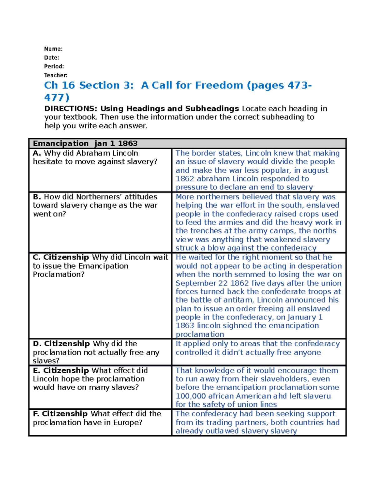 Auto Recovery save of Ch+16+Section+3+A+Call+for+Freedom - Name: Date ...