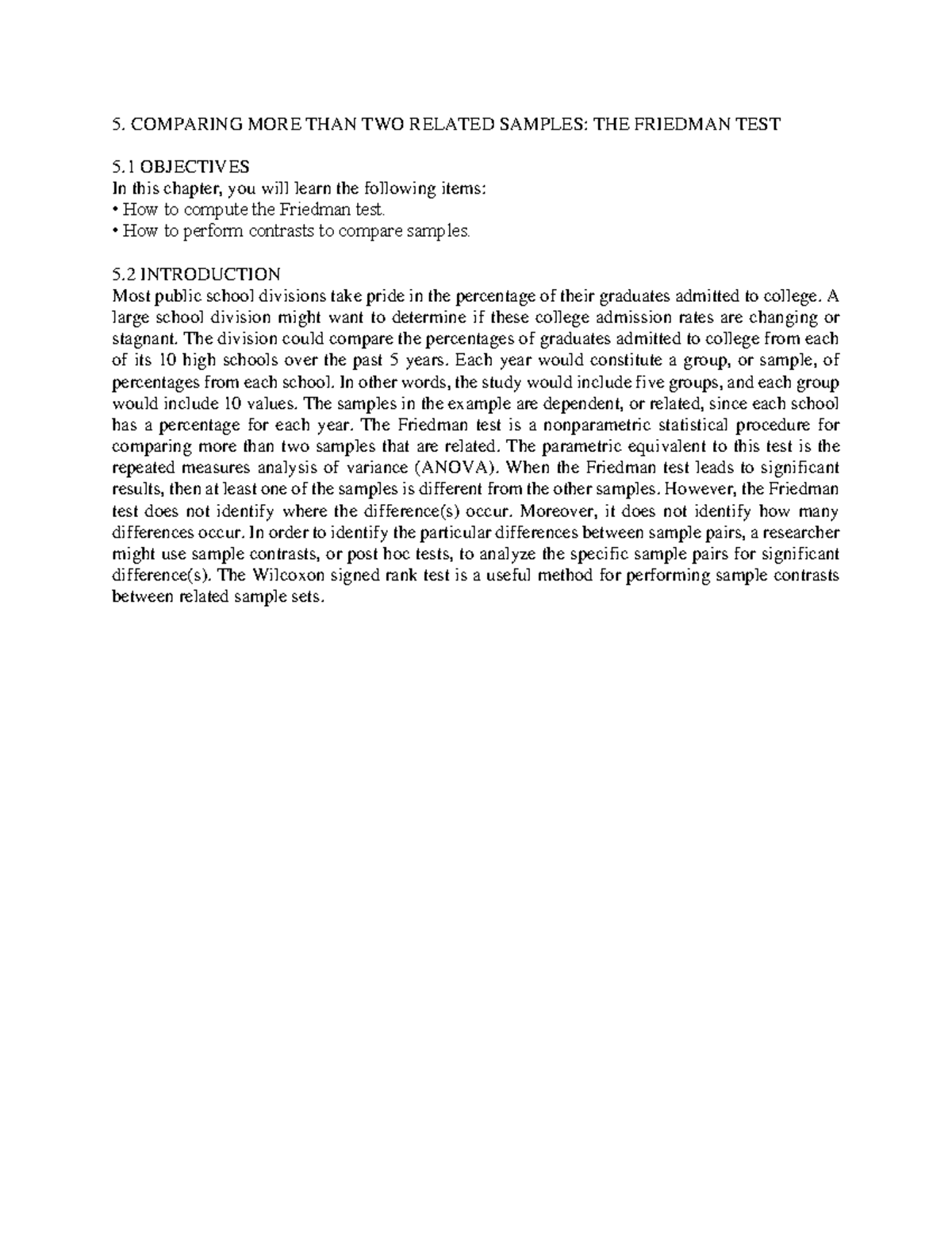 Friedman Test - These are notes and summarized one of one of the topic ...