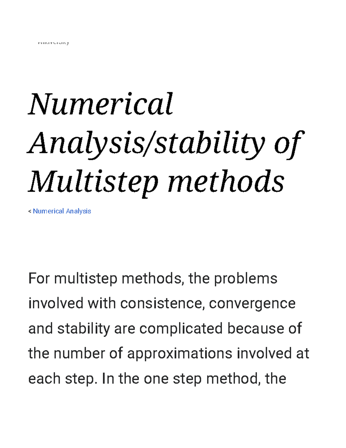 Numerical Analysis stability of Multistep methods Wikiversity