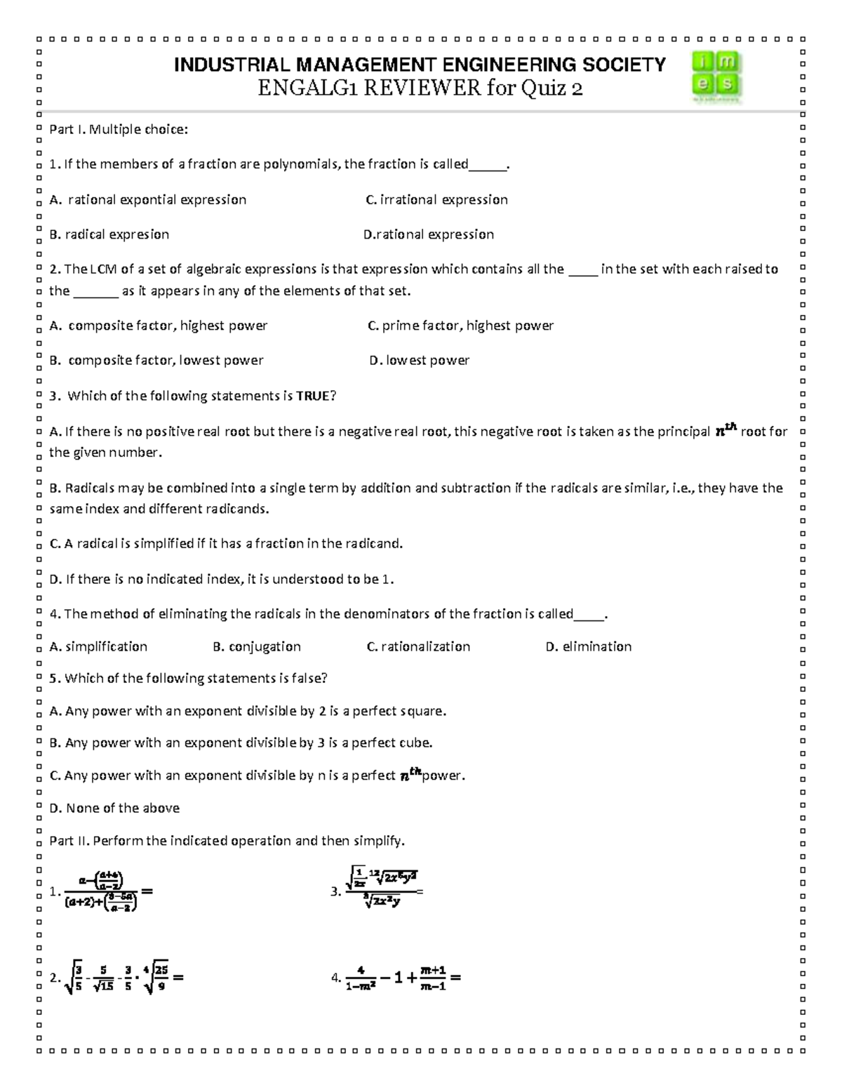 engineering-refresher-algebra-training-quiz-1-and-2-industrial