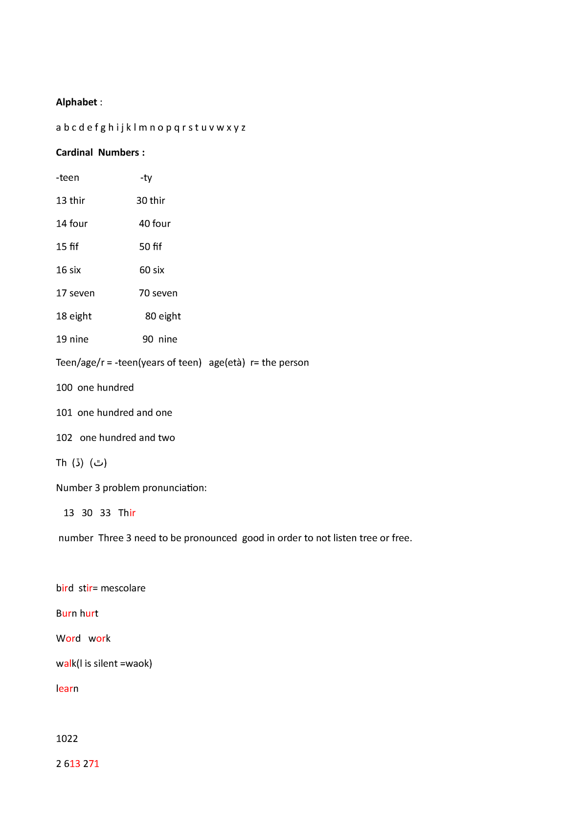 English Basic Lesson 1 - Notes De Cours 1 - Alphabet : A B C D E F G H ...