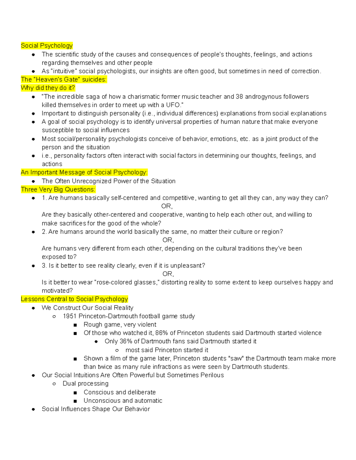 Social Psychology Intro - Social Psychology The scientific study of the ...