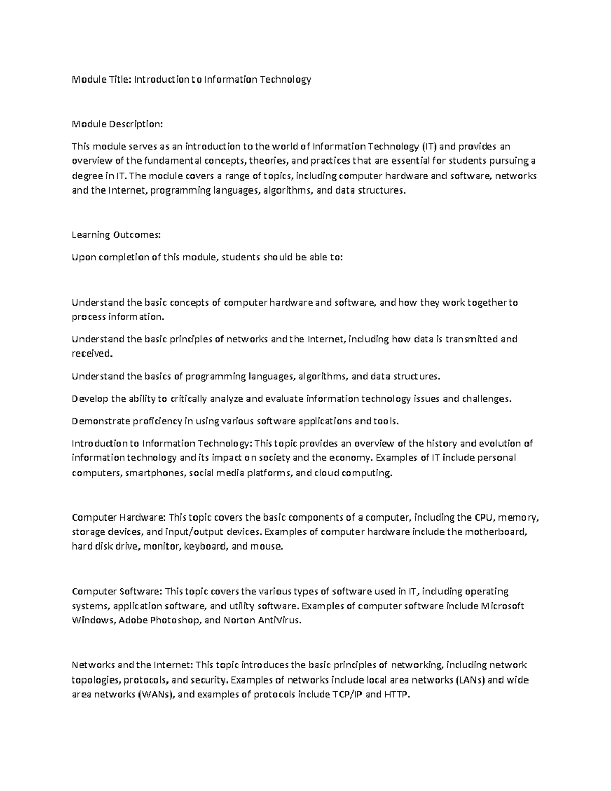 IT p1 MODULE Module Title Introduction to Information Technology