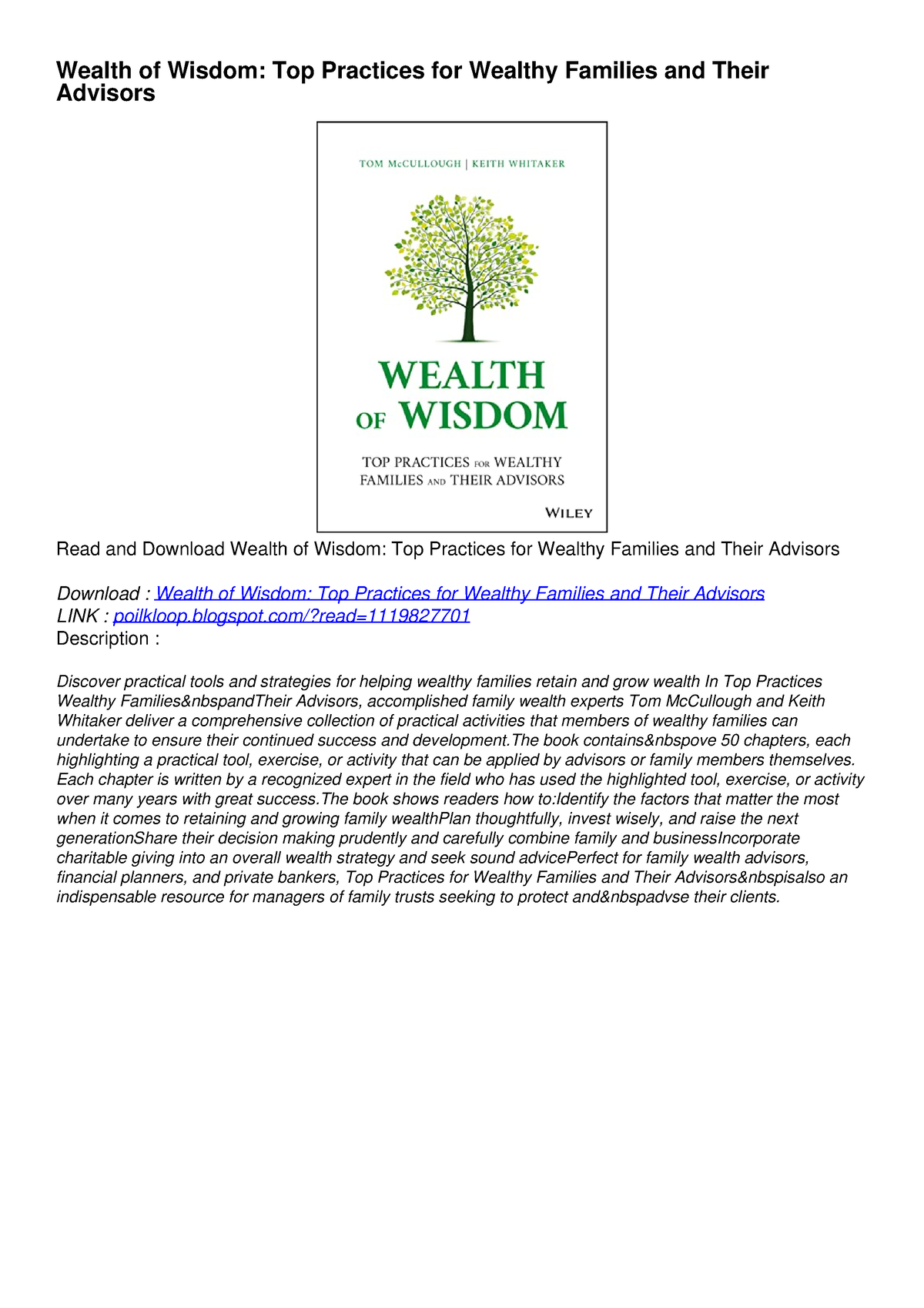 PDF/READ Wealth Of Wisdom: Top Practices For Wealthy Families And Their ...