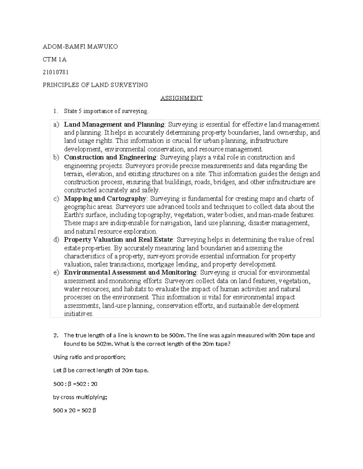 Assignment - Okay - ADOM-BAMFI MAWUKO CTM 1A 21010781 PRINCIPLES OF ...