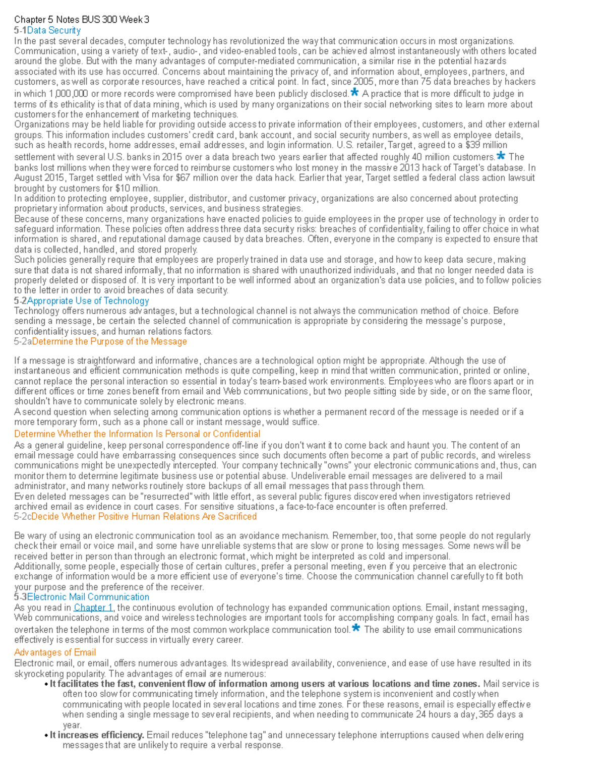 BUSI 300 Chapter 5 Notes - Chapter 5 Notes BUS 300 Week 3 5-1Data ...