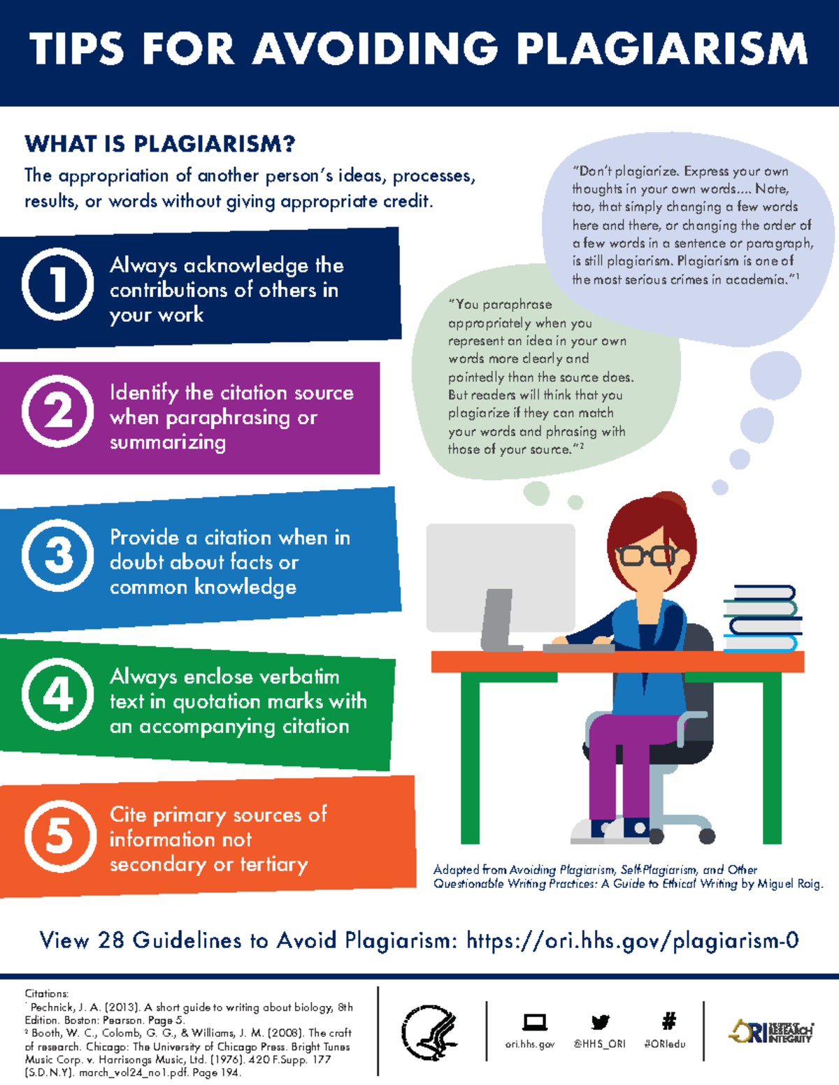 Tips for Avoiding Plagiarism - ori.hhs @HHS_ORI #ORIedu Provide a ...