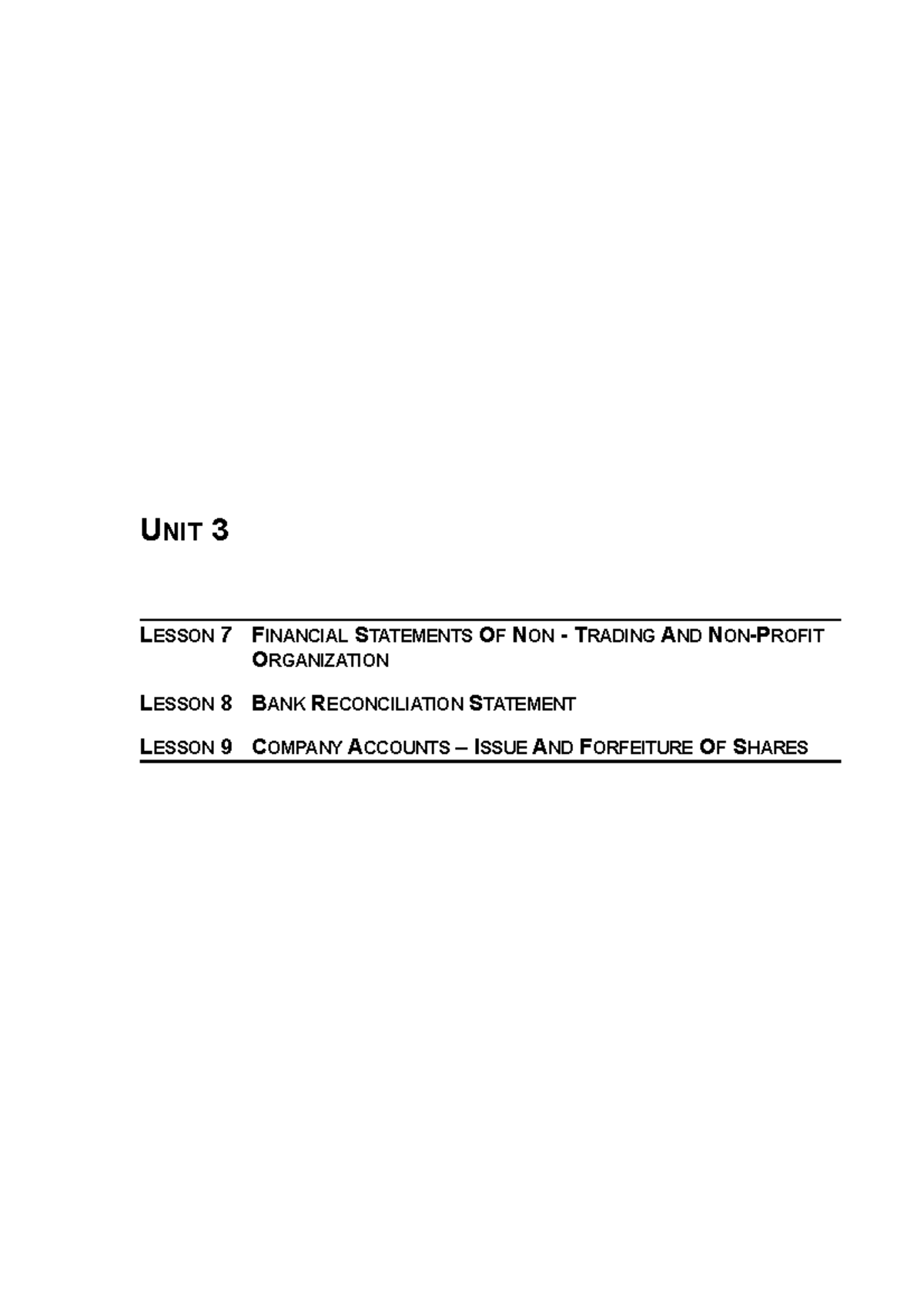 BBA 101 UNIT 3 Notes UNIT 3 LESSON 7 FINANCIAL STATEMENTS OF NON 