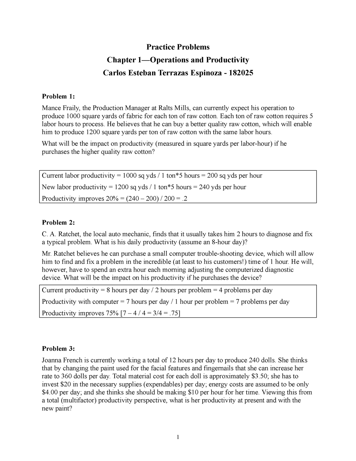 Activity A2. Productivity Math Problems - Practice Problems Chapter 1 ...