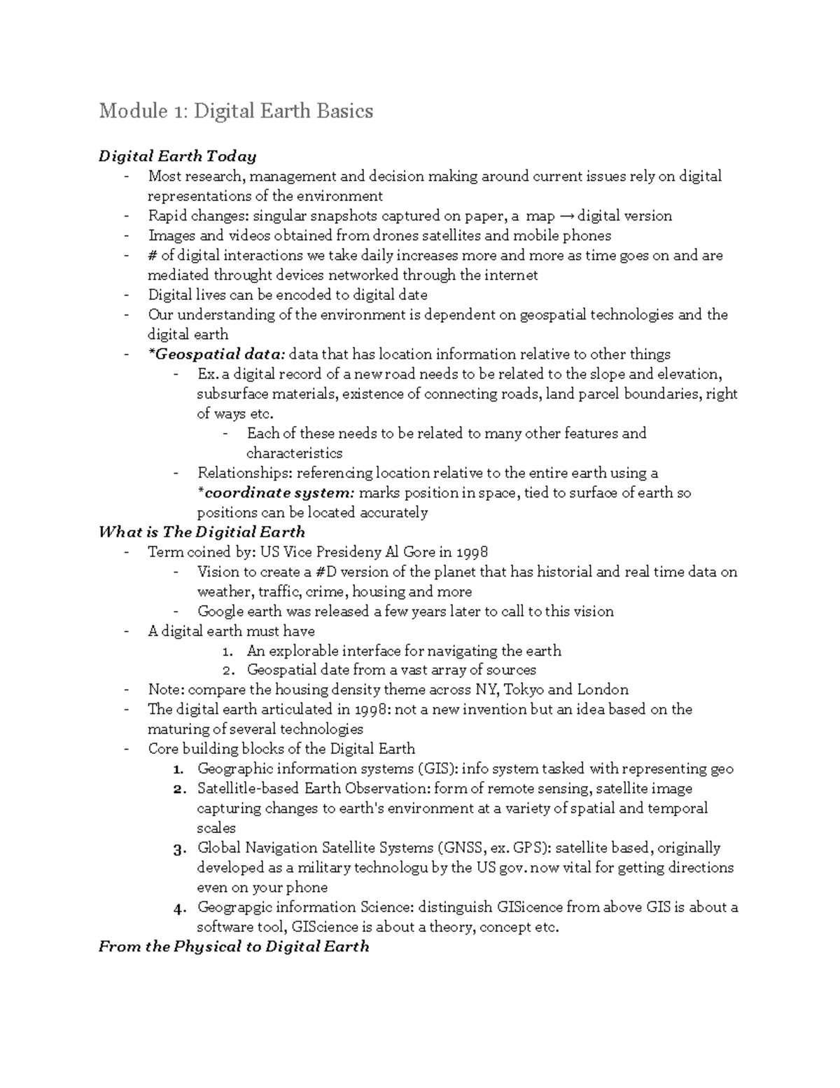 OC151 Fall 2024 Notes - Module 1: Digital Earth Basics Digital Earth ...