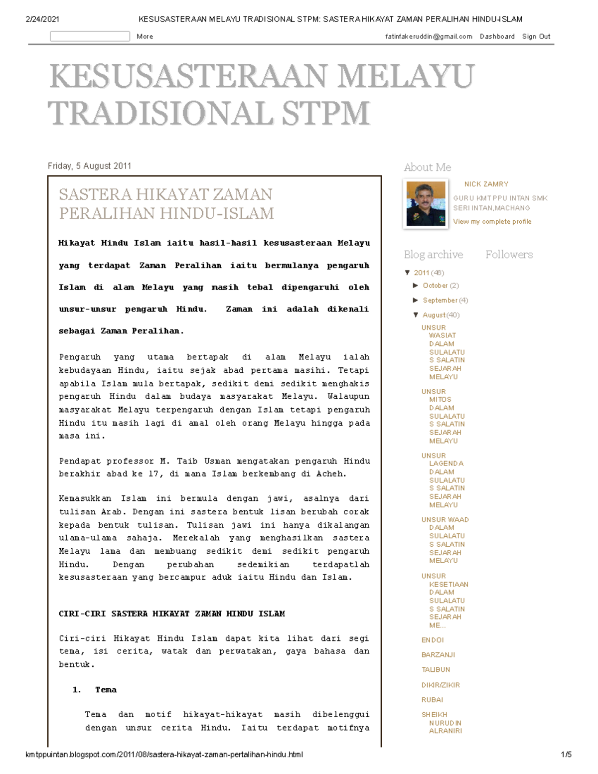 Kesusasteraan Melayu Tradisional STPM Sastera Hikayat Zaman Peralihan ...