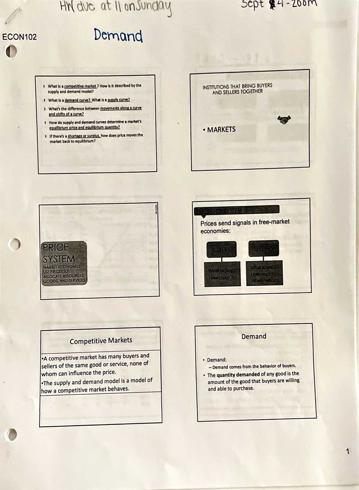 Demand - Notes from class. - ECON 102 - Studocu