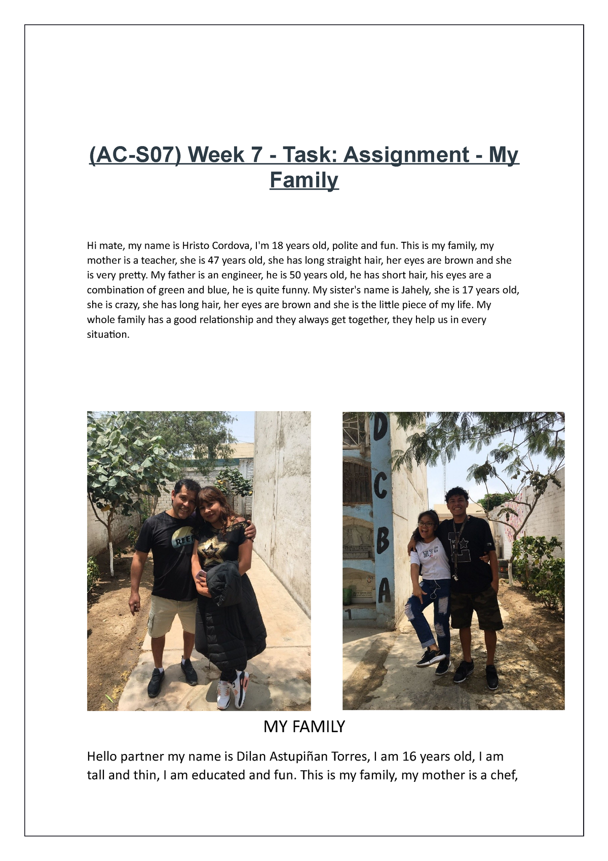 (ac s07) week 7 task assignment my family