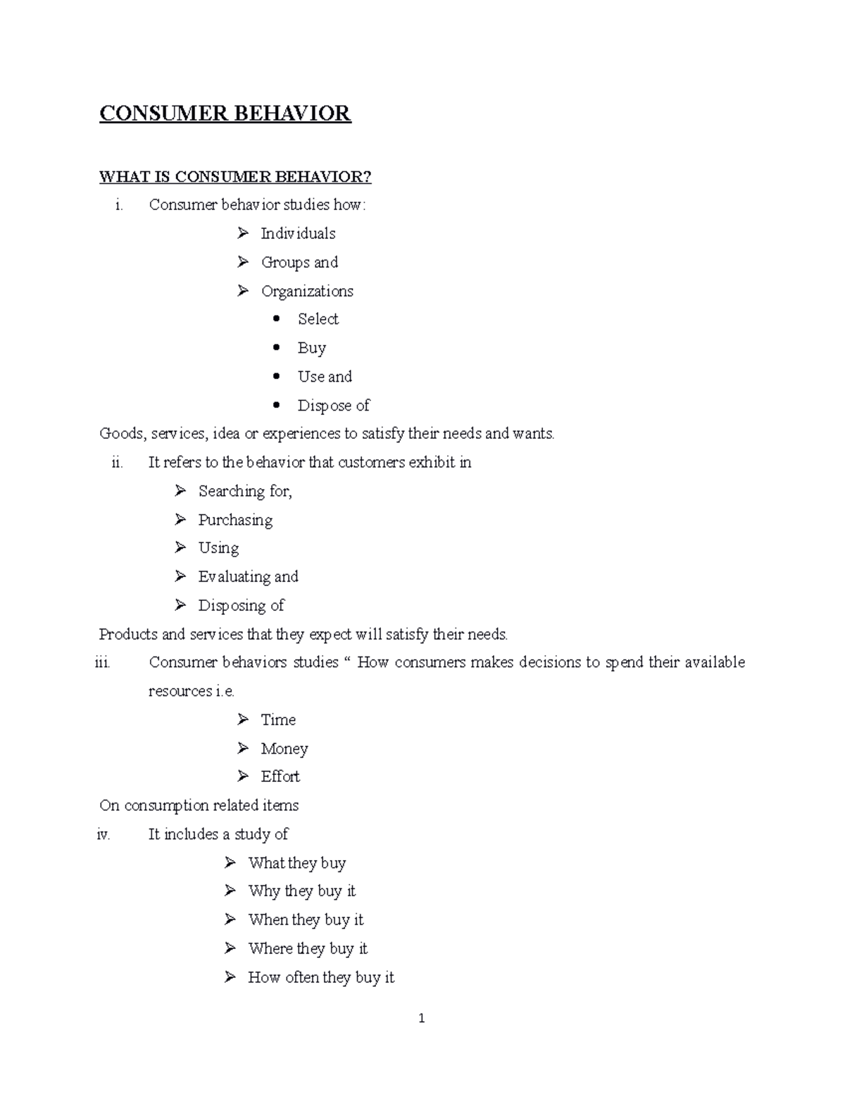 Consumer Behaviour notes edt Feb 2023 - CONSUMER BEHAVIOR WHAT IS ...