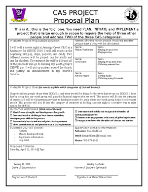 Proposal Plan - Tree Planting - CAS Experience Proposal Plan Name ...