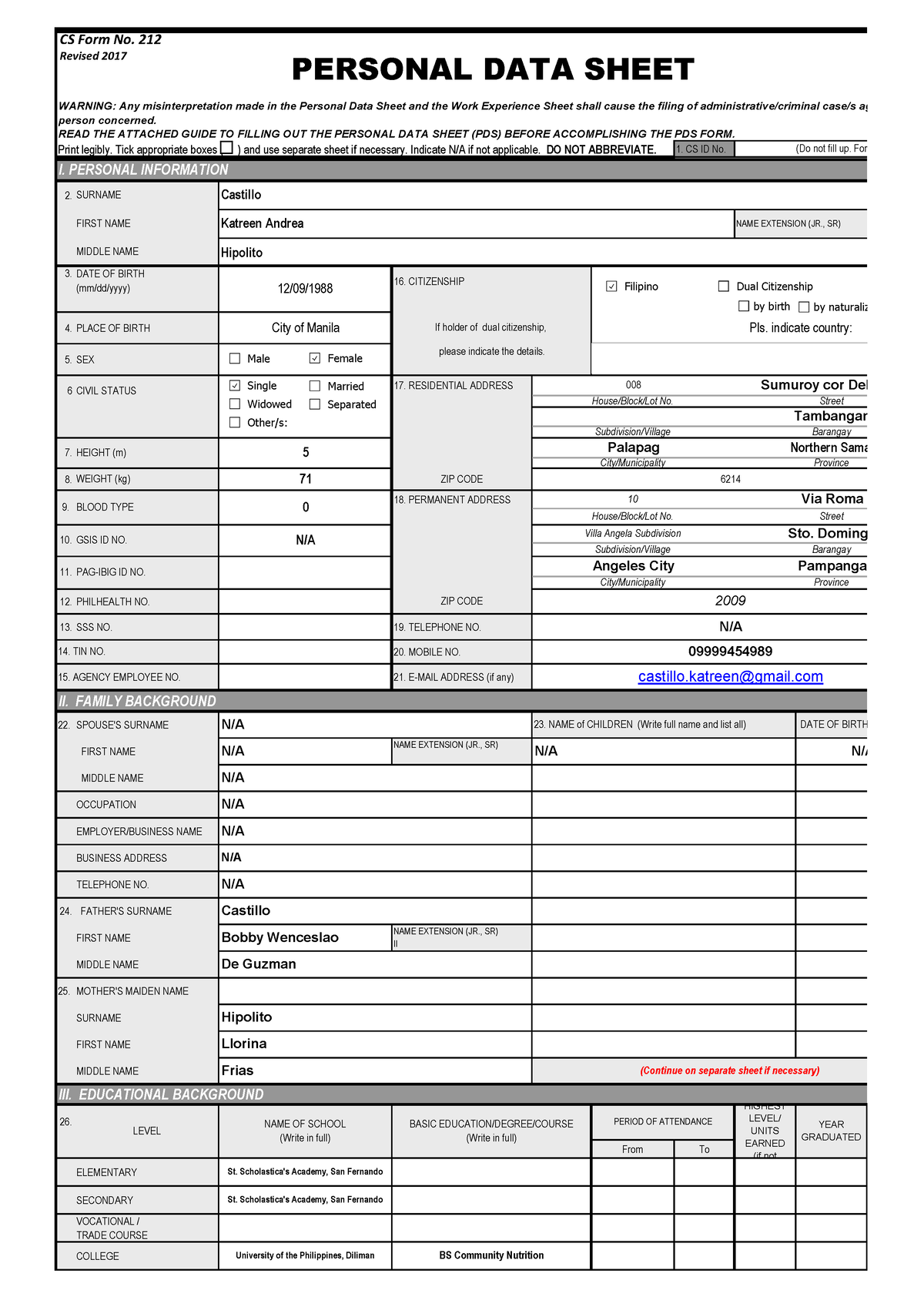 Blank PDS FORM - Print legibly. Tick appropriate boxes ( ) and use ...