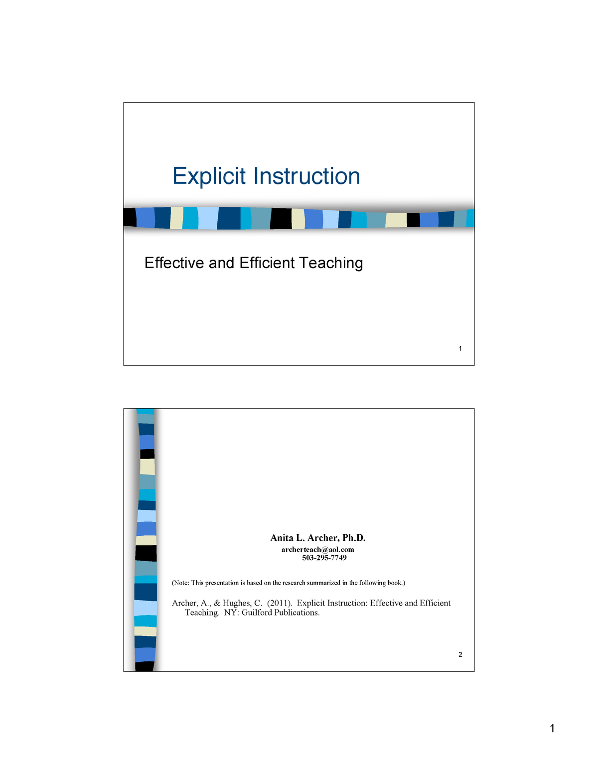 Explicit-instruction - 1 Explicit Instruction Effective And Efficient ...