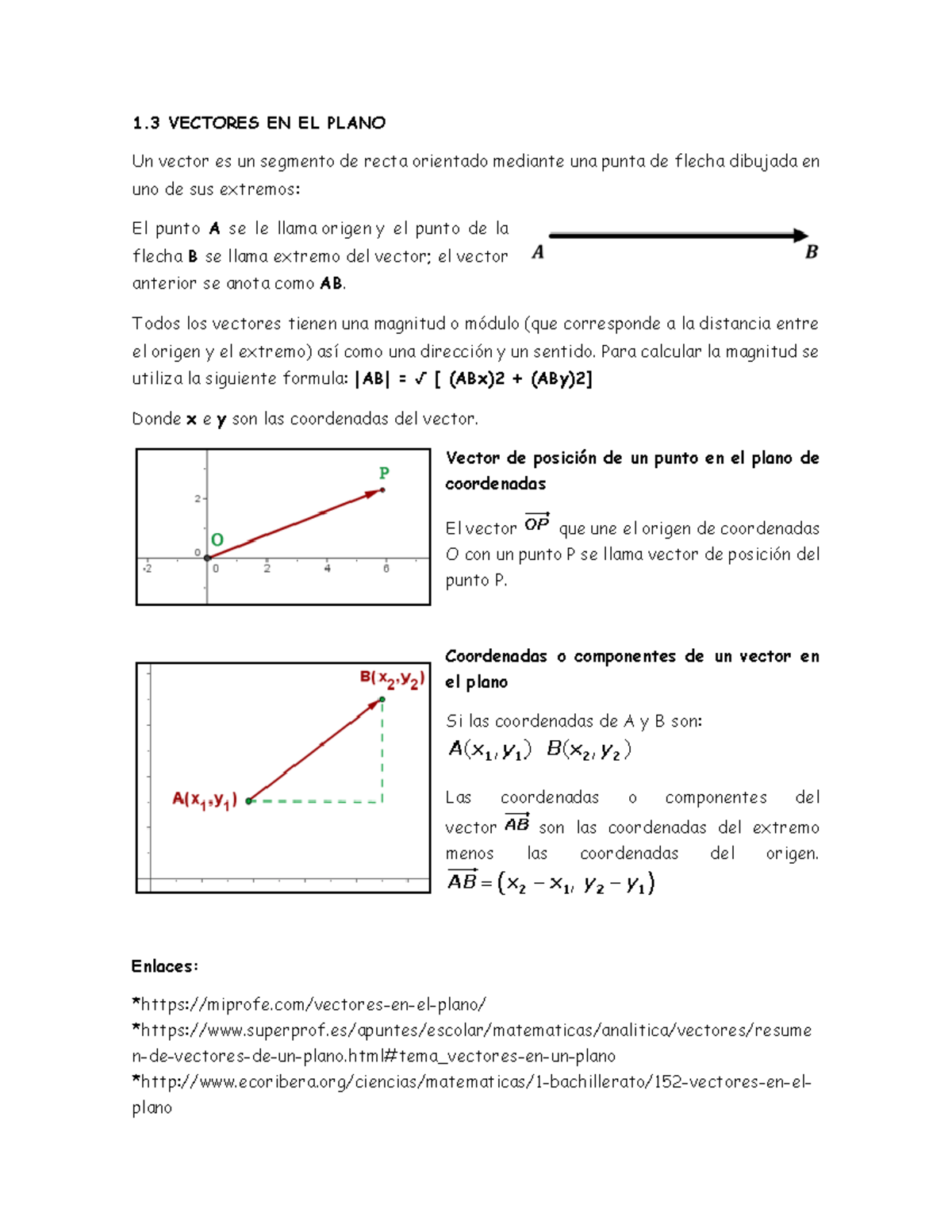 Vectores en el plano - Espacio, producto escalar y vectorial - Rectas ...