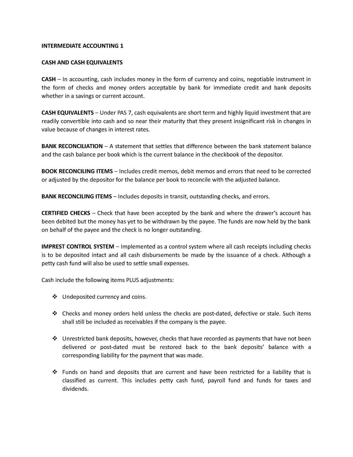 Topic 1 Cash and Cash Equivalents - INTERMEDIATE ACCOUNTING 1 CASH AND ...