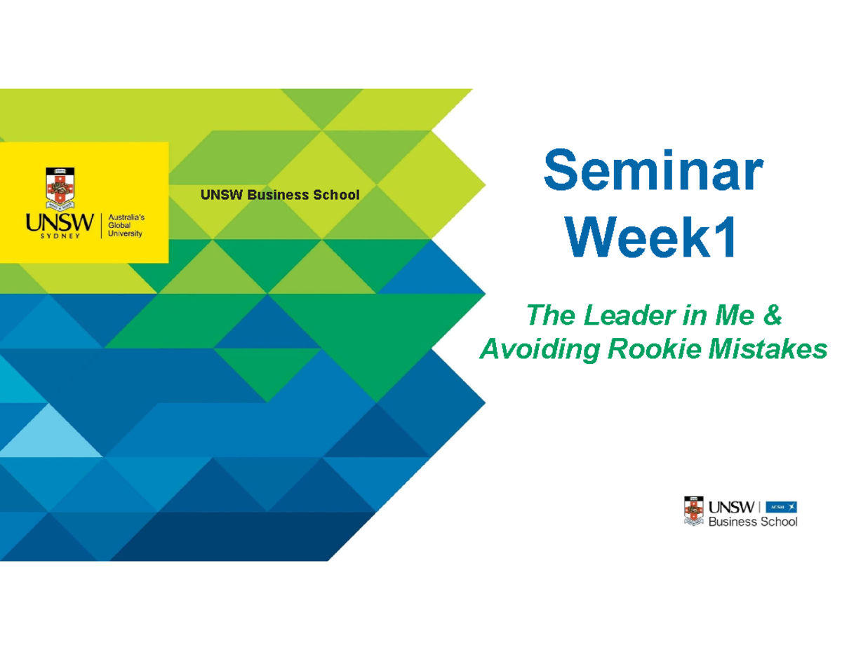 W1-tut - lecture - UNSW Business School Seminar Week The Leader in Me ...
