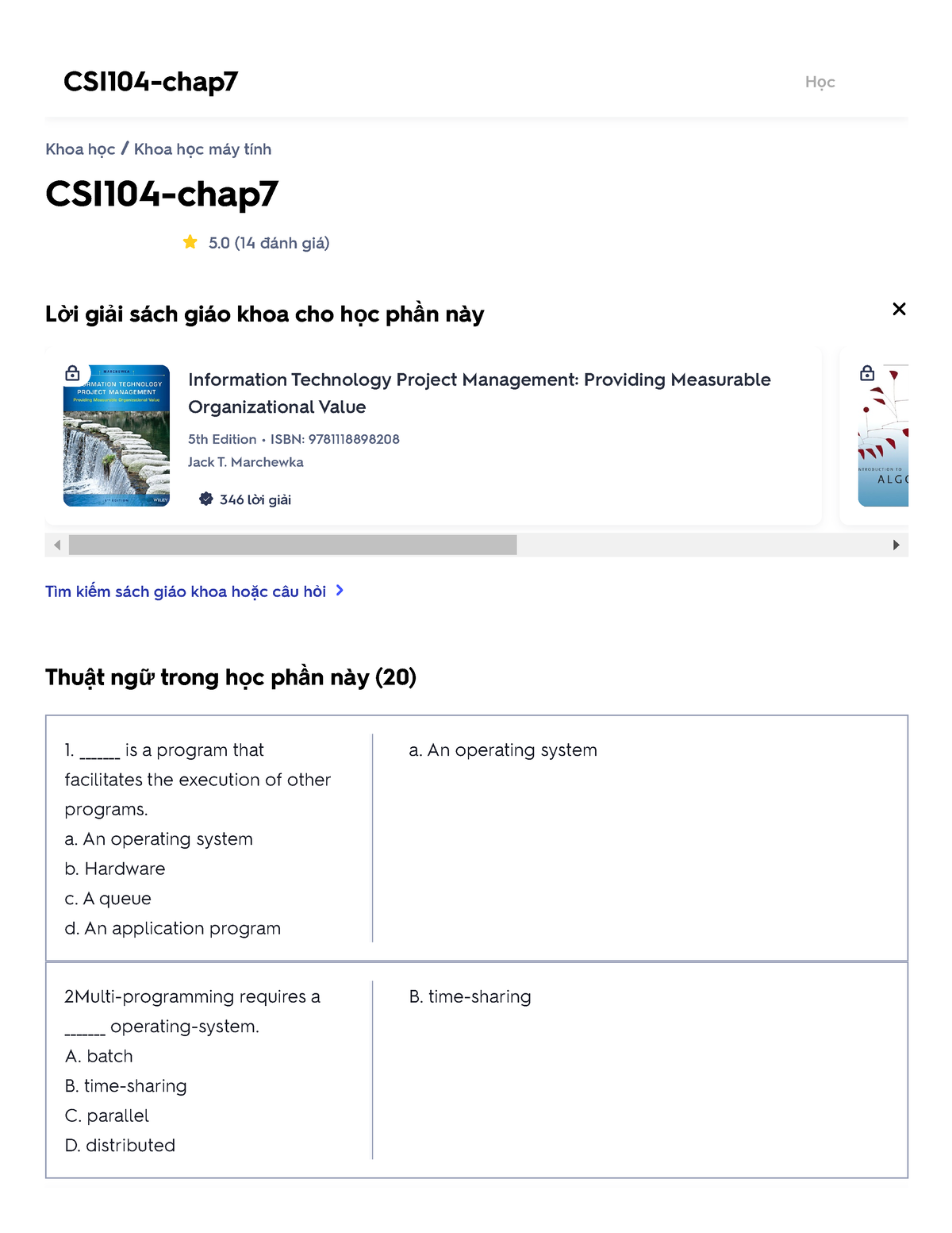 ThE Ghi Nho CSI104-chap7 Quizlet - CSI104-chap 5 (14 đánh Giá) Khoa Học ...