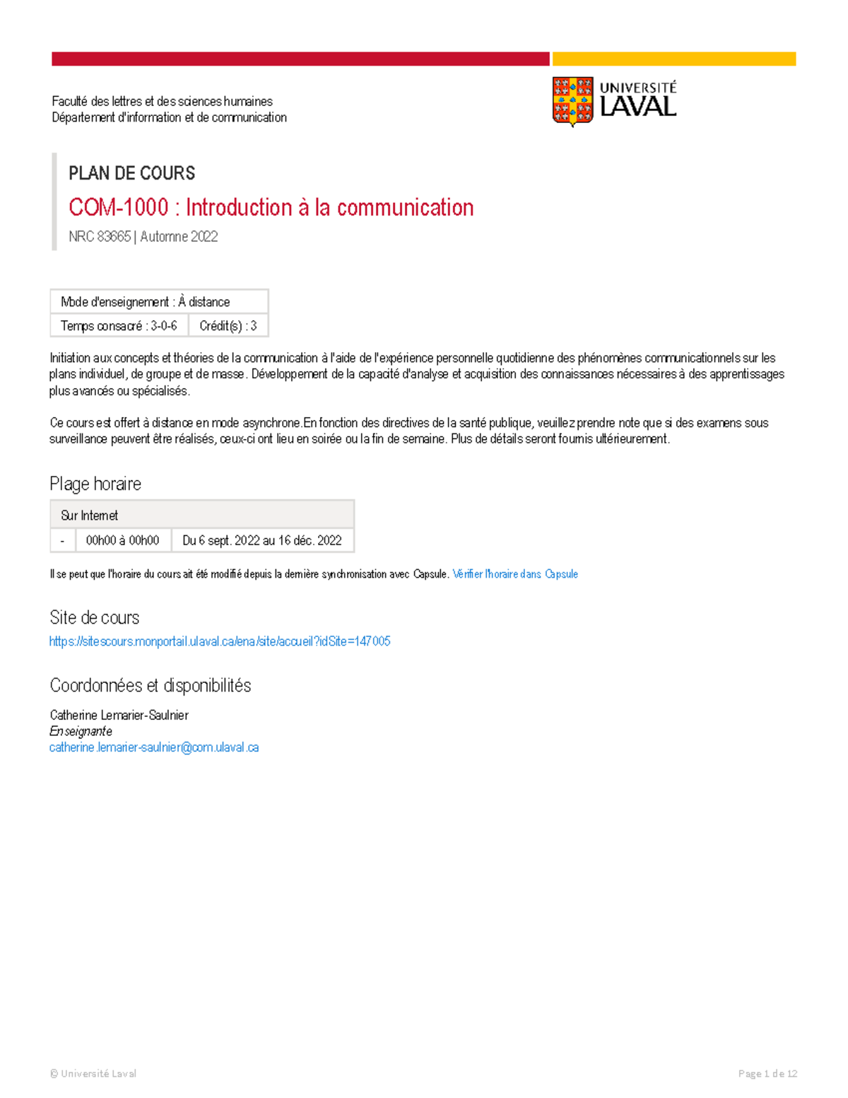 COM-1000 A22 83665 - Plan - Faculté des lettres et des sciences ...